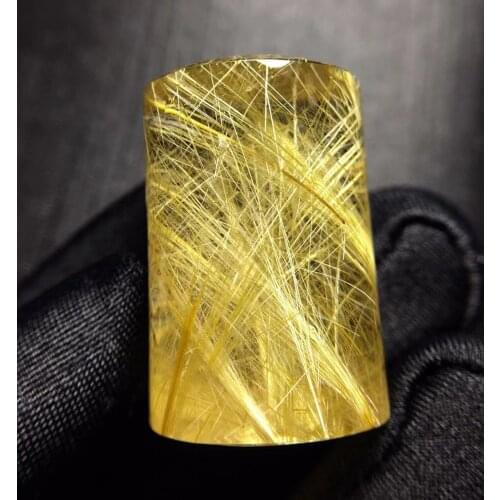 Natural Gold Rutilated Quartz Pendant Brazil 30*19.2mm Wealthy Barrel Women Men Women Jewelry 18K Gold AAAAAA