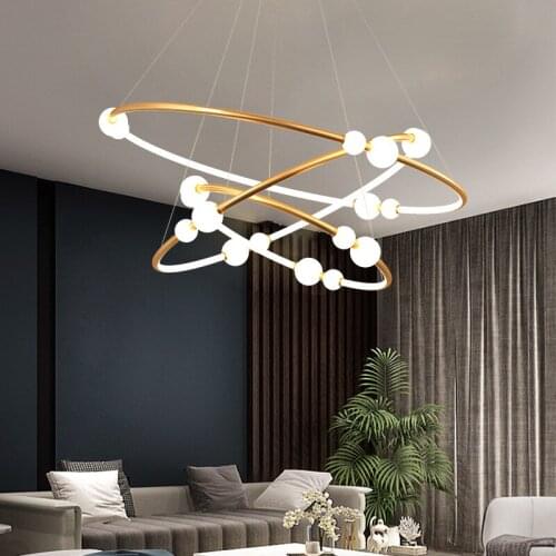 Chandelier Bedroom Dining Room Living Room Modern Simple Light Luxury Nordic Duplex Creative Individuality Pearl
