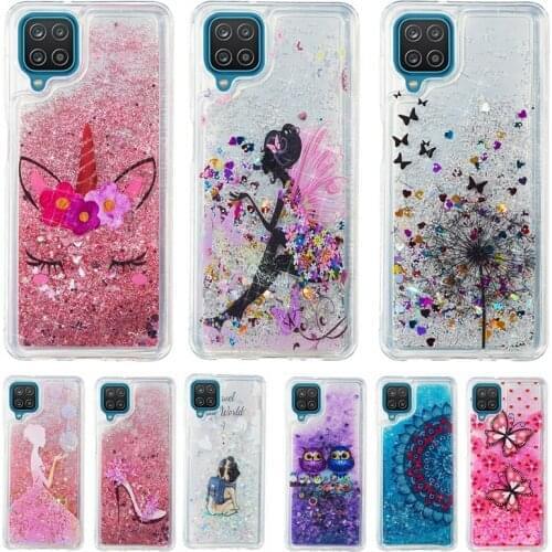 On For Etui Samsung Galaxy A12 Soft Case sFor Fundas Samsung A12 Case Galaxy A 12 A125F Cover Dynamic Liquid Glitter Phone Cases