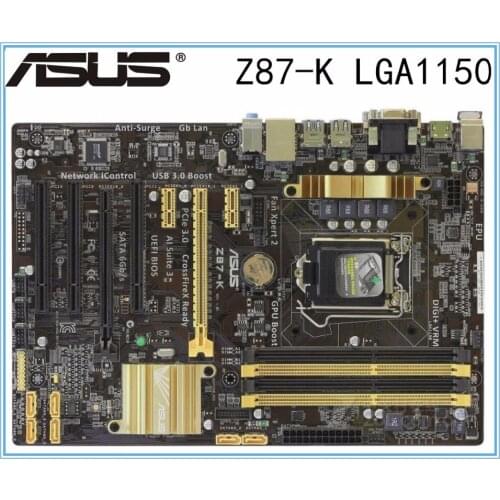 Desktop Motherboard for Asus Z87-K Z87 for intel Socket LGA 1150 i7 i5 i3 DDR3 32G SATA3 USB3.0 ATX mainboard