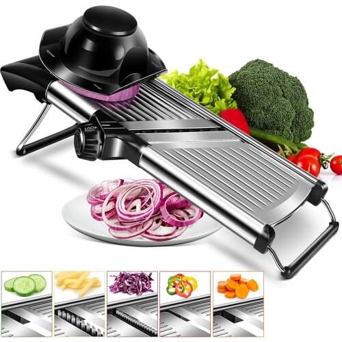 Adjustable Mandoline Food Slicer Vegetable Slicer Fruit Cutter Stainless Steel Kitchen Julienne Slicer For Kitchen Waffle