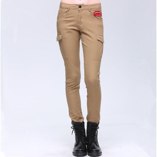New 2020 Outdoor Military Womens Stretch Pants Tight Flexible Breathable Slim Pants Khaki Fashion Cotton Sports Trousers Female