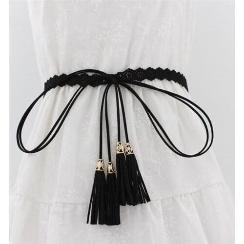 New Ladies Belts Fashion National Style Hollow Tassel Tie Strap Waist Chain Womens Waistband Dress Accessories