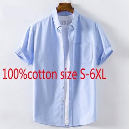 New Arrival Men Oxford Spinning Youth Loose Large Short Sleeve Fashion Spring Summer Casual Shirts Plus Size S-XL2XL3XL4XL5XL6XL