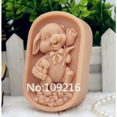 New Product!!1pcs Mum Rabbit Rose (zx186) Food Grade Silicone Handmade Soap Mold Crafts DIY Mould