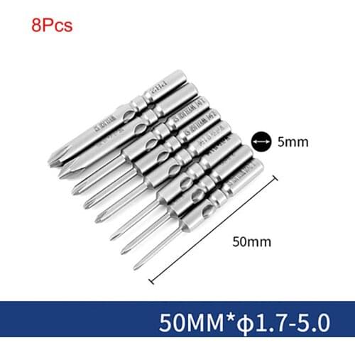 1Set 5mm Shank Diameter Magnetic Phillips Screwdriver Bits Kit for 801 Electronic Screwdriver Length 50mm-200mm S2 Steel