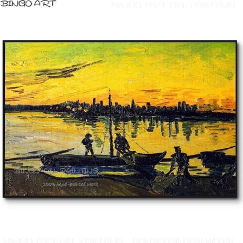 Artist Hand-painted High Quality Loader Under Sunset Oil Painting on Canvas Reproduce Van Gogh Loader Painting for Wall Decor