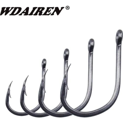 100Pcs fishing hooks(GF) #3-#12 High carbon steel CarbonBlack Bait Holder Fish Hook Set High quality barbed Jigging Bait
