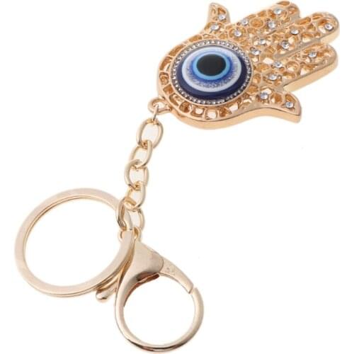 Lucky Hamsa Hand Evil Eye Pendant Handbag Purse Keychain Keyring Keyfob Jewelry