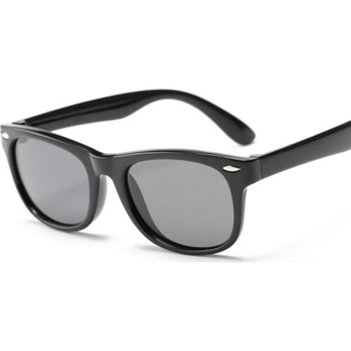 Vintage Black Polarized Sunglasses Kids Silicone Frame Flexible Sun Glasses Children Safety Eyewear Gift For Boys Girls Baby