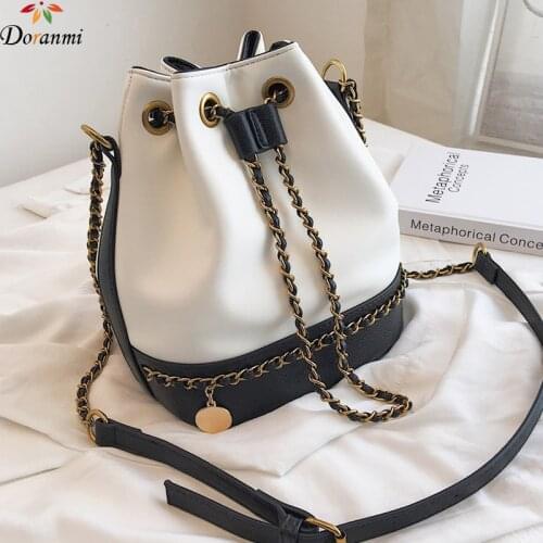 DORANMI Contrast Color Bucket Bags For Women 2021 Shoulder Bag Crossbody Messenger Barrel-shaped Bolsos Mujer DJB492
