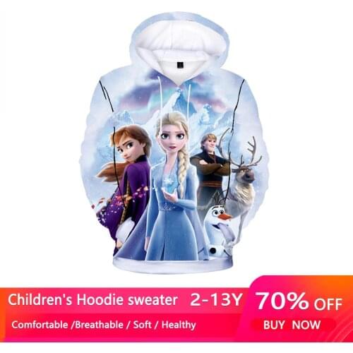New Spring Autumn Elsa Anna Kids Baby Boys Girls Toddlers 3D Printing Hoodies Cartoon Tracksuit Children Clothing Sweatshirts