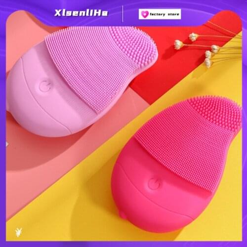 Ultrasonic Silicone Electric Facial Cleansing Brush Sonic Face Cleanser Cleansing Skin Mini Washing Massager Brush Rechargeable
