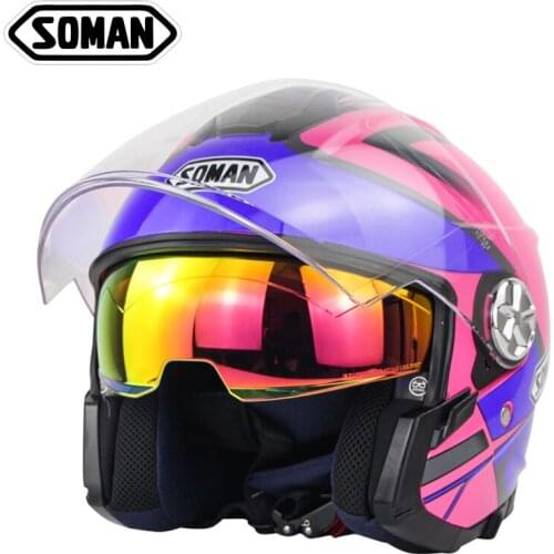 HIgh-Clear SOMAN Open Face Motorcycle Helmets Casco SM519-S