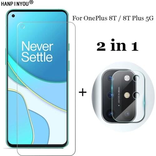 2-in-1 Tempered Glass For OnePlus 8T / Plus 5G 6.55" Camera Lens Protection Film + Front Screen Protector