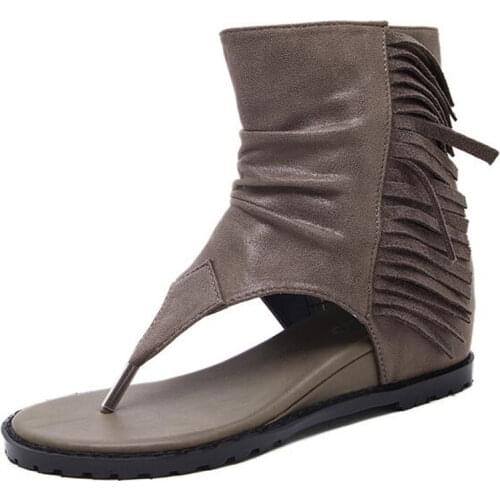 Europe and The United States Summer New Style Rome Women Sandals Fish Mouth Tassels High Boots Casual Shoes Sandalias De Mujer