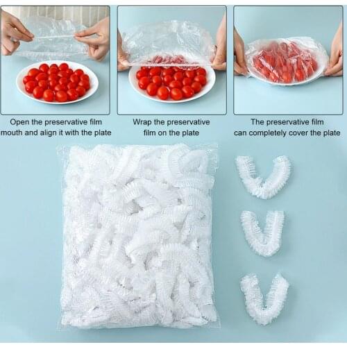 100PCS /Bag Preservative Film Reusable Film For Food Storage Household Refrigerator Food Fruit Plastic Fresh-keeping Cover