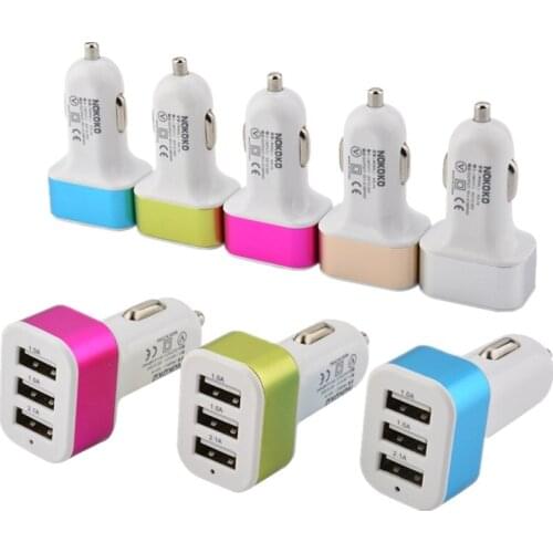 200pcs 3 Port car-charger Cigarette-lighter Carregador USB Charger Dock Station for Samsung galaxy s4 iPhone 5 6 7