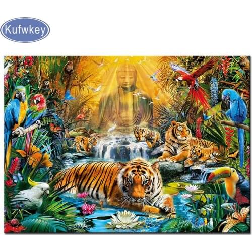 5d diamond art new 2019 Daimond Painting "Tiger&Birds&Buddha " 3D Diamond mosaic Round Rhinestones Diamant Painting Embroidery