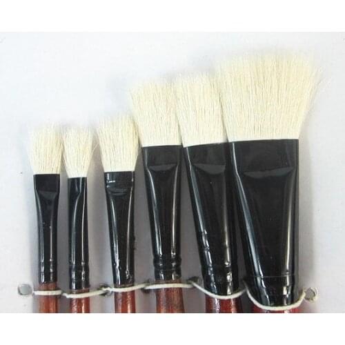 6pcs/set/lot flat paint brushes wool hair for oil acrylic shading gouache watercolor painting DIY artist school party favor gift