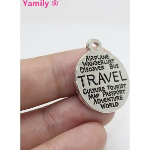 8pcs--22mm Travel Charm High quality Alloy plating white k Travel Charms Word Collage Charms pendant pj2982
