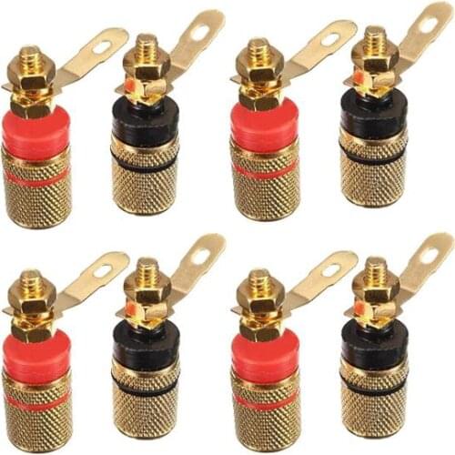 8pcs Gold Plated Amplifier Speaker Binding Post 4mm Banana Plug Jack Connector CNIM Hot