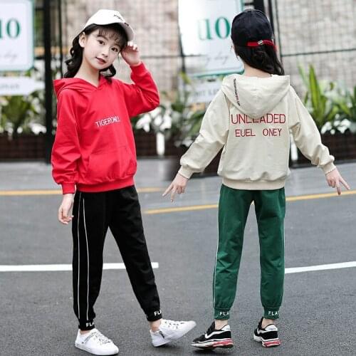 Childrens Costumes for Girls 2020 Baby Kids Sport Tracksuits Letter Sweatshirt Pants Suit Teen Clothes Set for 8 10 12 14 Years