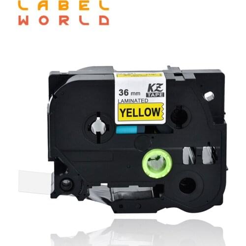 Label World 36mm TZe-661 black on yellow tze label tape Compatible for brother P-TOUCH label printer ribbon 1 PACK