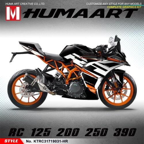 HUMAART Motorcycle Graphics Personalised Stickers for RC 125 200 RC125 RC200 2017 2018 2019 2020 2021, Black and White