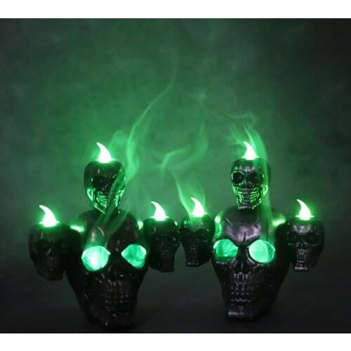 Halloween new product smoke horror skull head lamp pumpkin lamp LED electronic candle light haunted house decoration props