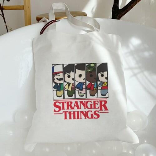 Stranger Things Print Shoulder Canvas Bags Harajuku Shopping Bag Fashion Cute Handbag Large Capacity Casual Fun Wallet Women Bag