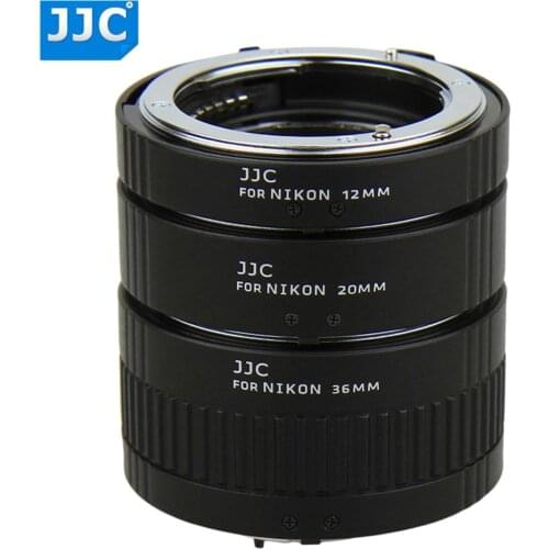 JJC Automatic Extension Lens Adapter 12mm/20mm/36mm Metal Auto Focus Lens Adapter Tube Macro Ring for Nikon F-mount Camera