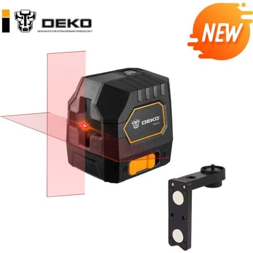 DEKO NEW DKLL02R/G 2 Lines Laser Level Self-Leveling With Powerful Red/Green Laser Line and Magnetic Pivoting Mounting Clamp