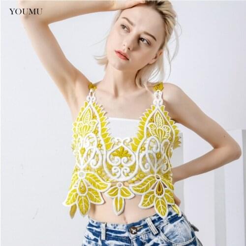 Summer Crop Top Bralette Crochet Tops Multicolor Slim-fit Hollow Out Cropped Knit Top-Sleeveless V-neckline Hollow Out 912-A096