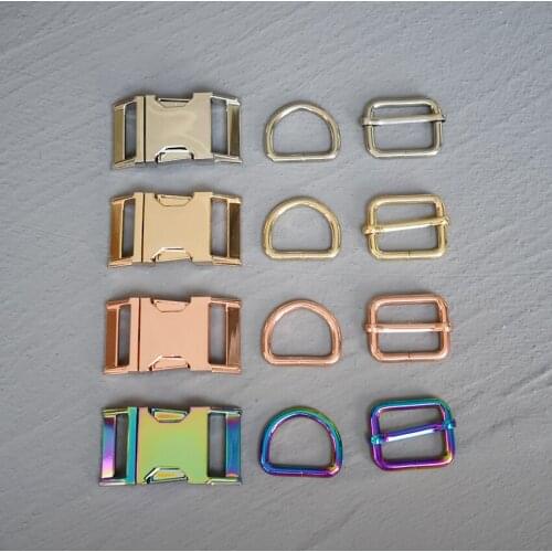 50 Sets 25mm Metal Belt Straps Adjust Slider Release Buckle D Ring Webbing For Pet Dog Collar Dog Leash DIY Accessories 25-3s