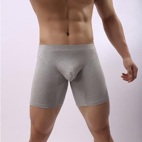 Mens boxers, European size, long cotton boxers, anti abrasion leg pants, Sports Fitness Track and field pantsT