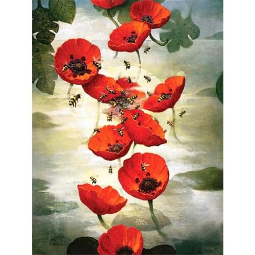Poppy Flowers DIY 11CT Embroidery Cross Stitch Kits Craft Needlework Set Cotton Thread Printed Canvas Home Dropshipping