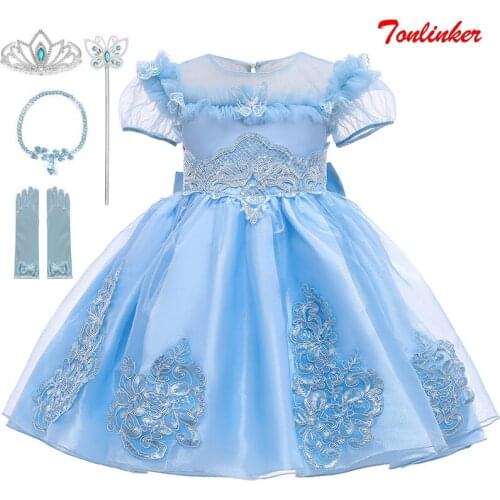 2020 New Girl Costume Princess Embroidered Dress Child Carnival Halloween Party Fancy Dress Gorgeous Ball Gown Fluffy Prom Frock
