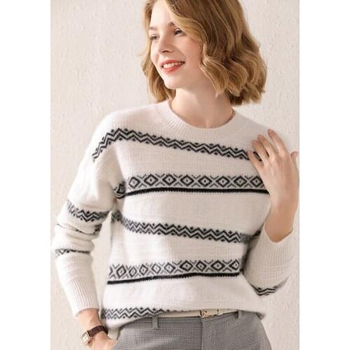 2021 winter new ladies pullover 100% wool sweater casual round neck knitted cashmere sweater plus size loose women top thick hot