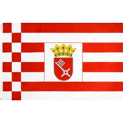 Yehoy hanging 90*150cm germany Civil flag of Bremen with middle arms For Decoration
