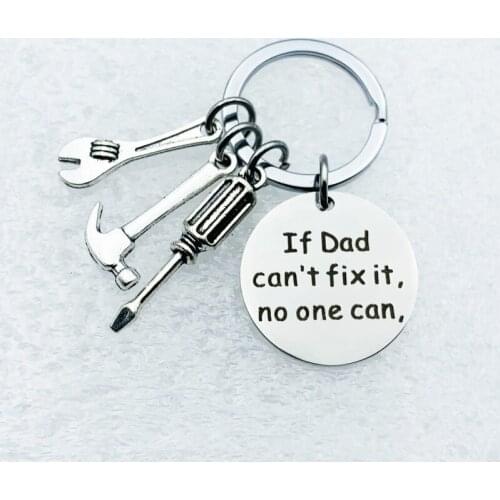 Oeinin Simple Keychain Man If Dad Can't Fix It No One Can Key Holder Bag Unisex Silver Color Alloy Key Chain Pendant Accessories