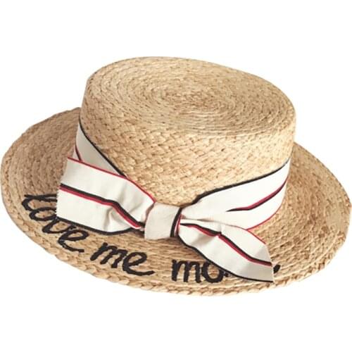 WeMe Straw Hat Butterfly Knot Raffi Straw Small Pot Hat Beach Holiday Sunshade Hat Female Tide Stock