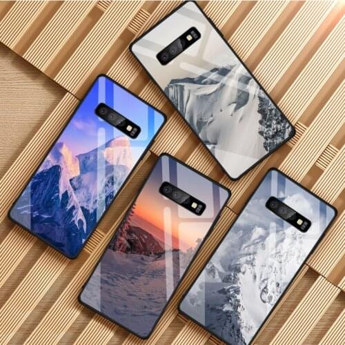 Snowy Mountain Landscape Tempered Glass Phone Case For Samsung Galaxy S8 S9 S10 S20 PLUS J8 J6 J4 2018 NOTE 8 9 10 Cover Shell