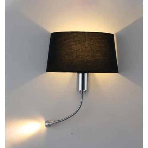 Modern 3-color Simple Indoor Classic Fabric Wall Lamp, Hotel Bedside Reading Wall Lamp LED Lights