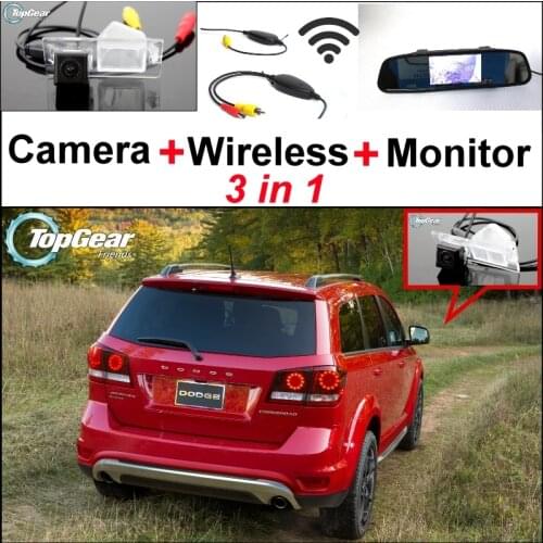 3 in1 Special Camera + Wireless Receiver + Mirror Monitor EASY DIY Backup Parking System For Dodge Journey JC JCUV 2008~2015