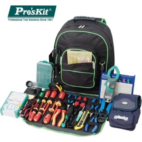 Proskit 9ST-307 Multipurpose Double Shoulders Tool Bag Electrician Toolkit Universal Travel Bag Big Storage Repair Backpack