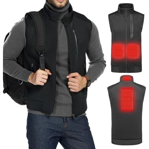 Heating Jacket Unisex Solid Color Cold-Proof USB Charging Electric Heating Waistcoat Vest Winter Clothing coat For Sports Hiking