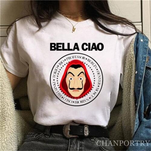 2020 La Casa De Papel Women BELLA CIAO Tshirt The House of Paper Funny Summer T Shirt Money Heist Women Casual T-shirt Femme