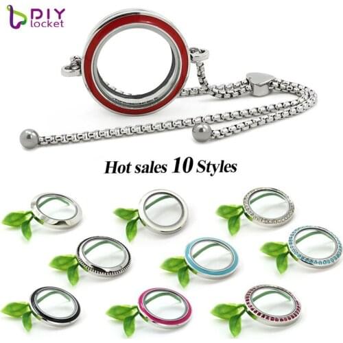 Adjustable Stainless Steel Twist Round Floating Locket Heart Bracelets Fashion Bracelets & Bangles For Women LSLB23