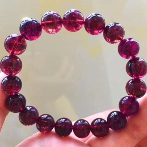 Genuine Natural Red Tourmaline Bracelets Women Lady Stretch Healing Crystal Round Bead Bracelet 10mm AAAAAA Certificate